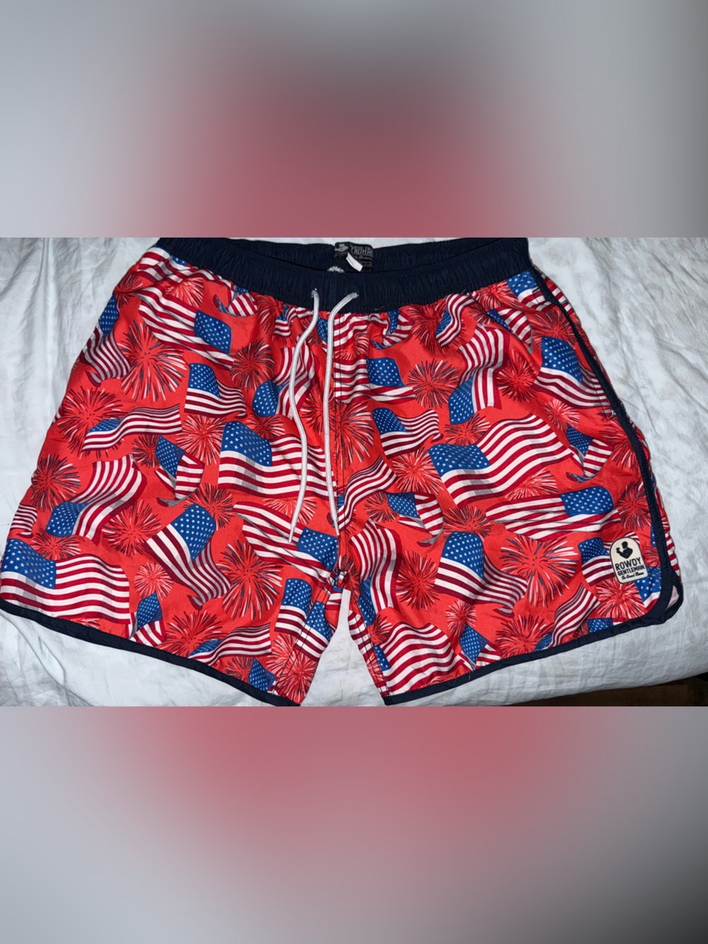 Patriotic American Flag Swim Trunks - Red, Blue, White